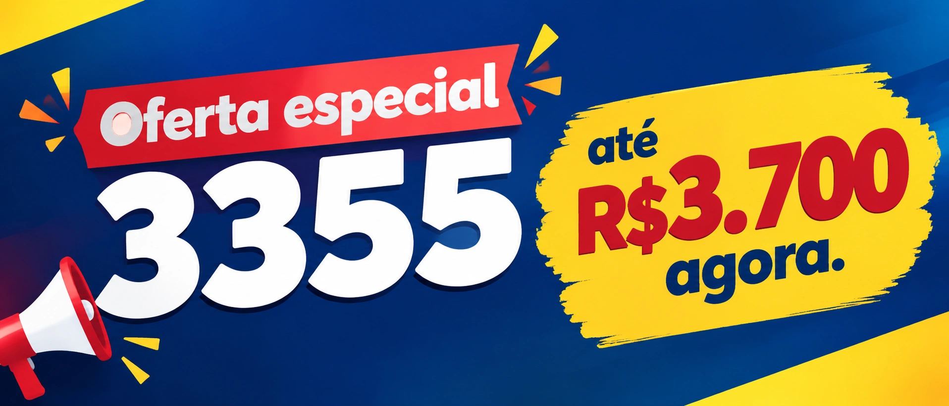 Tela promocional do 3355 com informações de bônus, VIP e campanhas de retorno